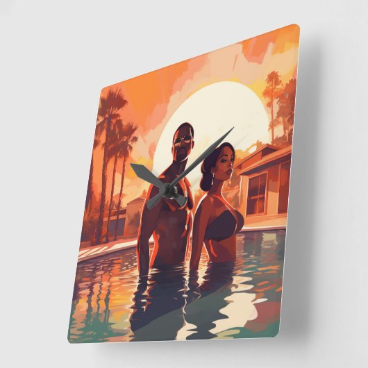 ベースカチオン#2 スクエア壁時計 (傾斜)