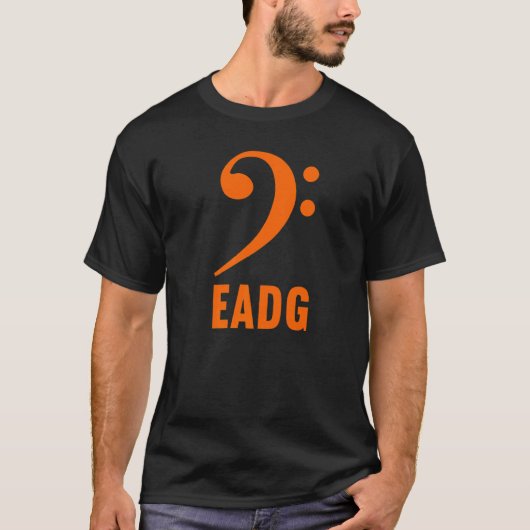 ベースギタリスト Eadg バスF音部記号 音楽記号 五線譜 Tシャツ (正面)