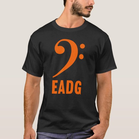 ベースギタリスト Eadg バスF音部記号 音楽記号 五線譜 Tシャツ (正面)