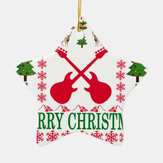 ベースギターのメリークリスマス。 セラミックオーナメント (正面)