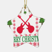 ベースギターのメリークリスマス。 セラミックオーナメント (左)