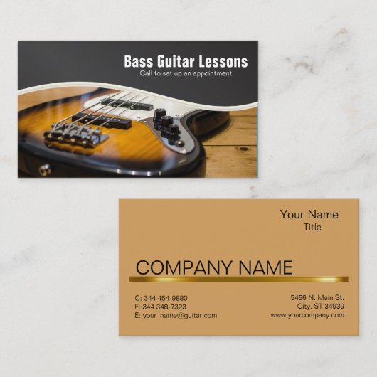 ベースギターのレッスンおよび音楽教師の🎸 名刺 (正面/裏面)
