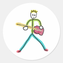 ベースギターの棒人間 ラウンドシール