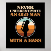 ベースギターの音楽プレーヤーミュージシャンGの老人 ポスター (正面)