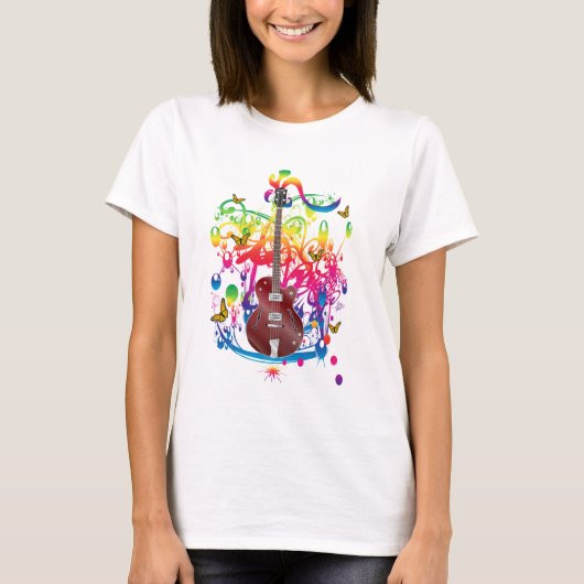 ベースギターカラースプラッシュ Tシャツ (正面)
