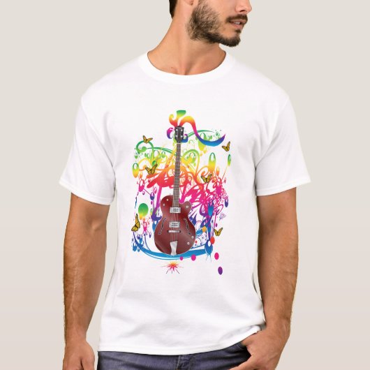 ベースギターカラースプラッシュ Tシャツ (正面)
