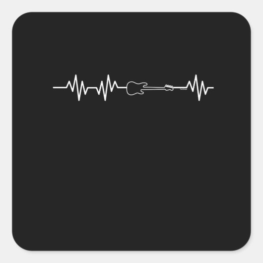 ベースギターハートビートベースギター愛好家 スクエアシール (正面)