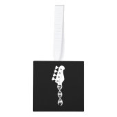 ベースギタープレーヤーのベーシスト キューブオーナメント (正面)