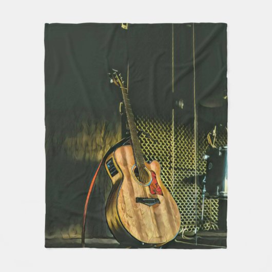 ベースギタープレーヤー フリースブランケット (正面)