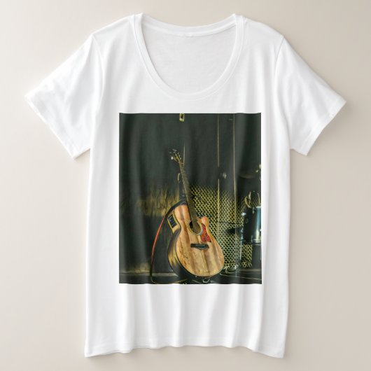 ベースギタープレーヤー プラスサイズTシャツ (デザイン正面)