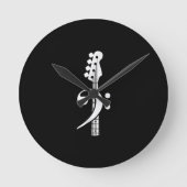 ベースギタープレーヤー – ベースギターミュージシャン ラウンド壁時計 (正面)