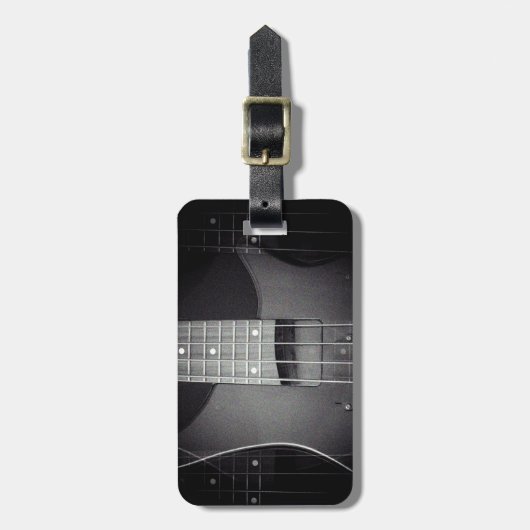 ベースギターモダンミュージックテンプレート追加文字カスタム ラゲッジタグ (正面縦)