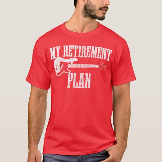 ベースギター年金受給者 退職 おもしろ ベーシスト ロック Tシャツ (正面)