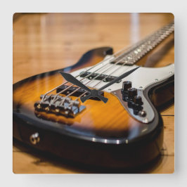 ベースギター スクエア壁時計