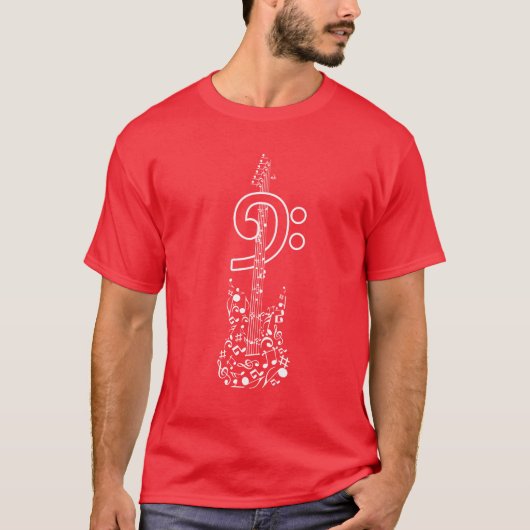 ベースギター ミュージック レトロ Tシャツ (正面)