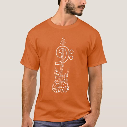 ベースギター ミュージック レトロ Tシャツ (正面)