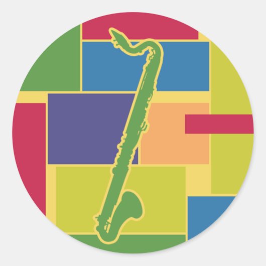 ベースクラリネットカラーブロックステッカー ラウンドシール (正面)