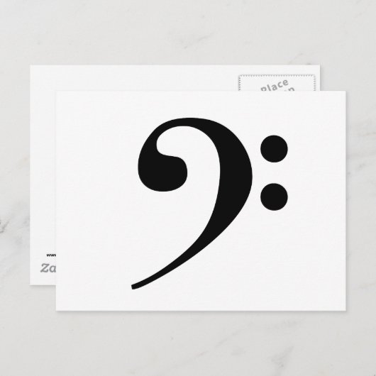 ベースクレフ、 音符記号はがき ポストカード (正面/裏面)