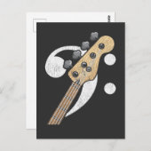 ベースクレフ、 音符記号ギターベースミュージシャン ポストカード (正面/裏面)