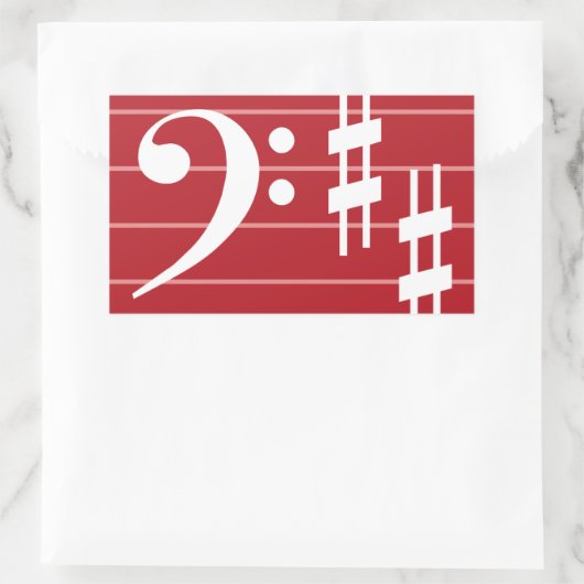 ベースクレフ、 音符記号シール 長方形シール (バッグ)