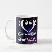 ベースクレフ、 音符記号ハートパープルネブララブストラムスティック コーヒーマグカップ (左)