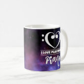 ベースクレフ、 音符記号ハートパープルネブララブピアノ コーヒーマグカップ (正面右)
