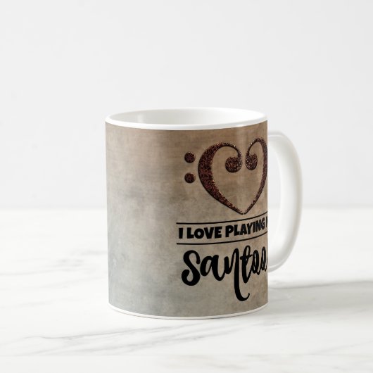 ベースクレフ、 音符記号ハートヴィンテージシートミュージックサントア コーヒーマグカップ (正面右)