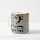 ベースクレフ、 音符記号ハートヴィンテージシートミュージックハープシコード コーヒーマグカップ (正面左)