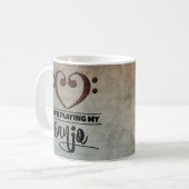 ベースクレフ、 音符記号ハートヴィンテージシートミュージックバンジョー コーヒーマグカップ (正面左)