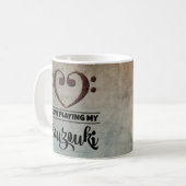 ベースクレフ、 音符記号ハートヴィンテージシートミュージックブーズー コーヒーマグカップ (正面左)