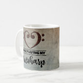 ベースクレフ、 音符記号ハートヴィンテージシート音楽オートハープ コーヒーマグカップ (正面左)