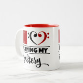 ベースクレフ、 音符記号ハート大好き遊の私のサラダ ツートーンマグカップ (正面左)