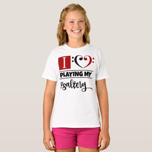 ベースクレフ、 音符記号ハート大好き遊の私のサラダ Tシャツ (正面フル)