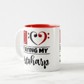 ベースクレフ、 音符記号ハート大好き遊マイオートハープ ツートーンマグカップ (正面左)