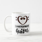 ベースクレフ、 音符記号ハート大好き遊マイギター コーヒーマグカップ (左)
