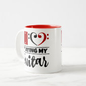 ベースクレフ、 音符記号ハート大好き遊マイギター ツートーンマグカップ (正面左)