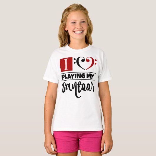 ベースクレフ、 音符記号ハート大好き遊マイサントア Tシャツ (正面フル)