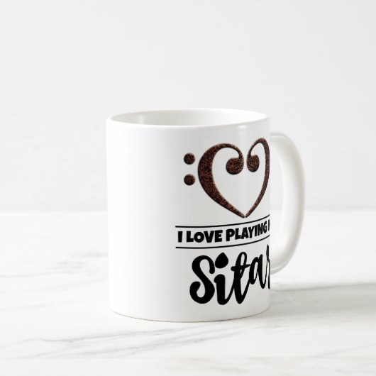 ベースクレフ、 音符記号ハート大好き遊マイシタール コーヒーマグカップ (正面右)