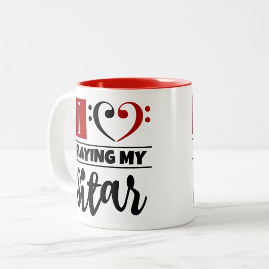 ベースクレフ、 音符記号ハート大好き遊マイシタール ツートーンマグカップ (正面左)
