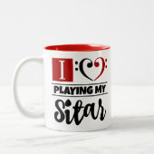 ベースクレフ、 音符記号ハート大好き遊マイシタール ツートーンマグカップ (左)