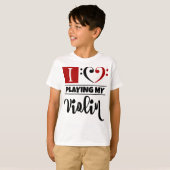 ベースクレフ、 音符記号ハート大好き遊マイバイオリン Tシャツ (正面フル)