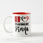 ベースクレフ、 音符記号ハート大好き遊マイピアノ ツートーンマグカップ (左)