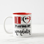 ベースクレフ、 音符記号ハート大好き遊マイマンドリン ツートーンマグカップ (左)