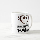 ベースクレフ、 音符記号ハート大好き遊私のタンブラ コーヒーマグカップ (正面右)