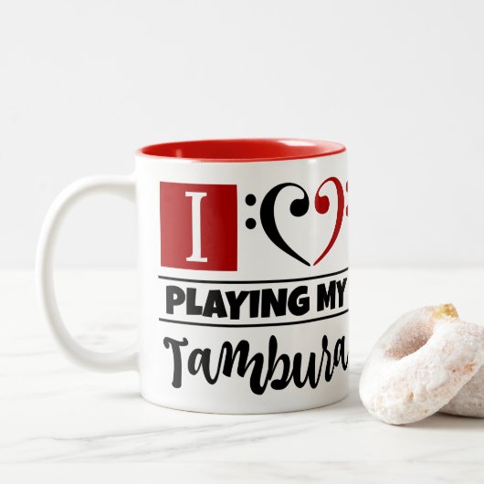 ベースクレフ、 音符記号ハート大好き遊私のタンブラ ツートーンマグカップ (ドーナツ)