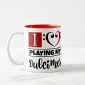 ベースクレフ、 音符記号ハート大好き遊私のダルシマー ツートーンマグカップ (左)