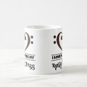 ベースクレフ、 音符記号ハート私の遊アップライトベースが大好き コーヒーマグカップ (中央)