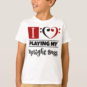 ベースクレフ、 音符記号ハート私の遊アップライトベースが大好き Tシャツ