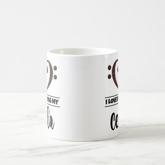 ベースクレフ、 音符記号ハート私は愛遊する私のチェロ コーヒーマグカップ (中央)
