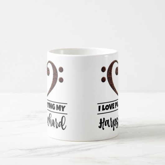 ベースクレフ、 音符記号ハート私は愛遊する私のハープシコード コーヒーマグカップ (中央)